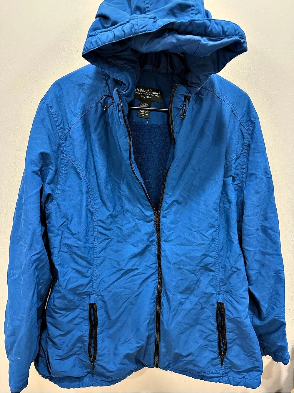 Eddie Bauer Blue Hooded Jacket Size Medium